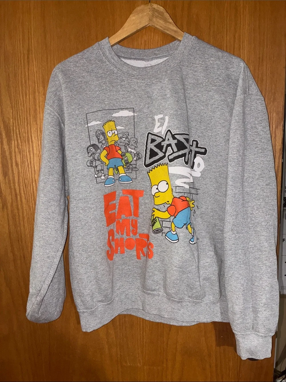 Kids Gray 'Eat My Shorts' Bart Simpson Graphic Sweatshirt